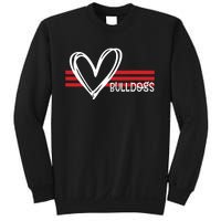 Bulldogs Team Pride School Spirit White Red Heart Sweatshirt