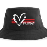 Bulldogs Team Pride School Spirit White Red Heart Sustainable Bucket Hat