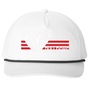 Bulldogs Team Pride School Spirit White Red Heart Snapback Five-Panel Rope Hat