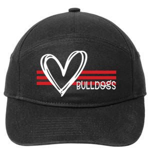 Bulldogs Team Pride School Spirit White Red Heart 7-Panel Snapback Hat