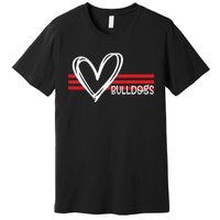 Bulldogs Team Pride School Spirit White Red Heart Premium T-Shirt