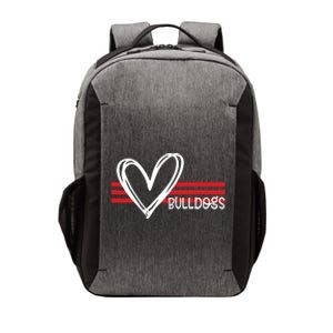 Bulldogs Team Pride School Spirit White Red Heart Vector Backpack