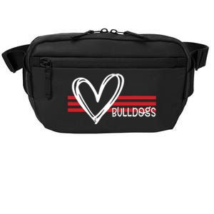 Bulldogs Team Pride School Spirit White Red Heart Crossbody Pack