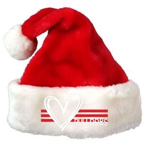 Bulldogs Team Pride School Spirit White Red Heart Premium Christmas Santa Hat