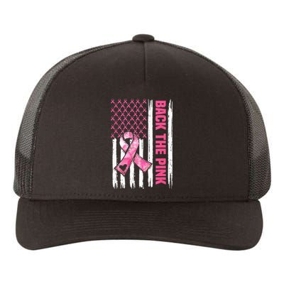 Back The Pink Warrior Flag American Breast Cancer Awareness Yupoong Adult 5-Panel Trucker Hat