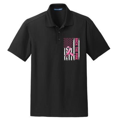 Back The Pink Warrior Flag American Breast Cancer Awareness Dry Zone Grid Polo