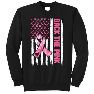 Back The Pink Warrior Flag American Breast Cancer Awareness Sweatshirt