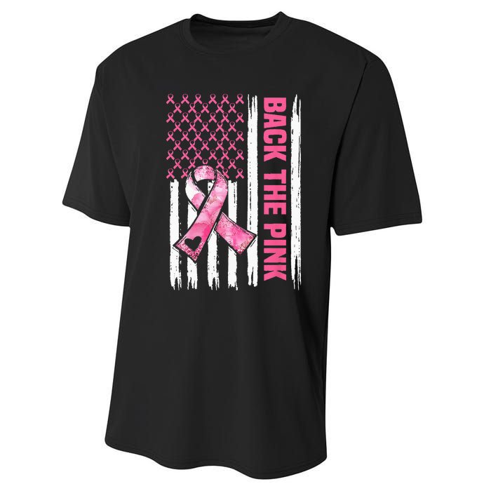 Back The Pink Warrior Flag American Breast Cancer Awareness Performance Sprint T-Shirt