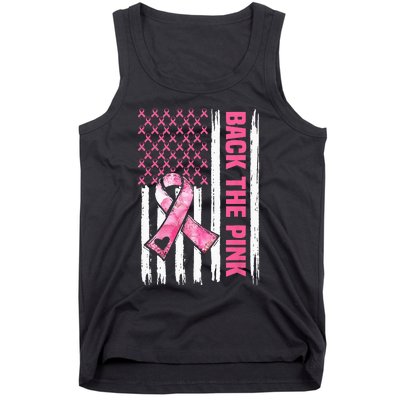 Back The Pink Warrior Flag American Breast Cancer Awareness Tank Top