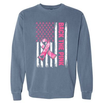 Back The Pink Warrior Flag American Breast Cancer Awareness Garment-Dyed Sweatshirt