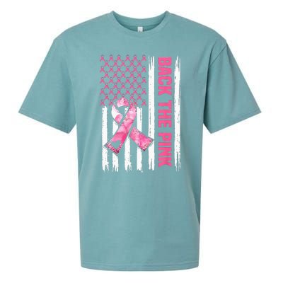 Back The Pink Warrior Flag American Breast Cancer Awareness Sueded Cloud Jersey T-Shirt