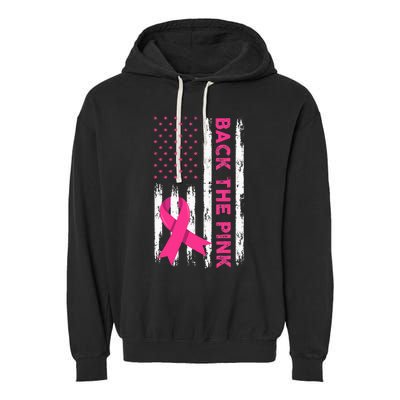 Back The Pink Breast Cancer Awareness Garment-Dyed Fleece Hoodie