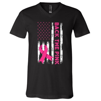 Back The Pink Breast Cancer Awareness V-Neck T-Shirt