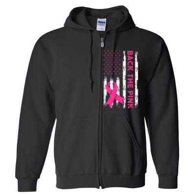 Back The Pink Breast Cancer Awareness Full Zip Hoodie