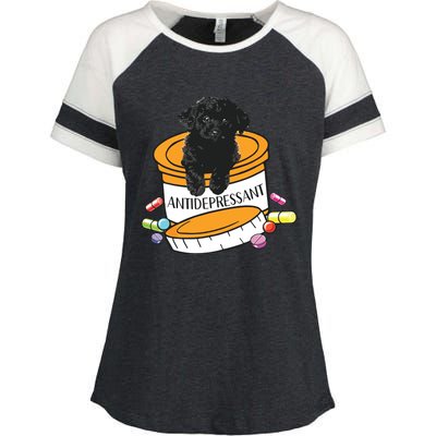 Black Toy Poodle Antidepressant Enza Ladies Jersey Colorblock Tee