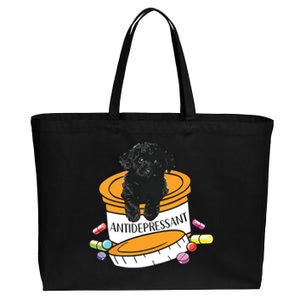 Black Toy Poodle Antidepressant Cotton Canvas Jumbo Tote