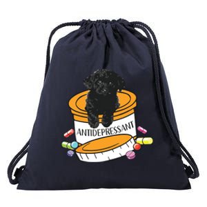 Black Toy Poodle Antidepressant Drawstring Bag