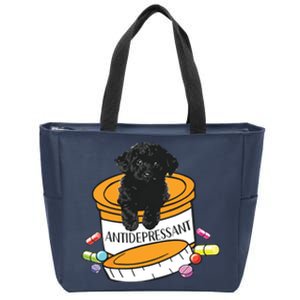 Black Toy Poodle Antidepressant Zip Tote Bag