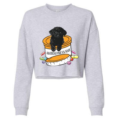 Black Toy Poodle Antidepressant Cropped Pullover Crew