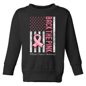 Back The Pink Breast Cancer Awareness Us Flag Toddler Sweatshirt