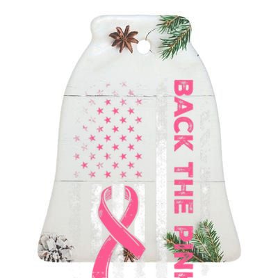 Back The P.I.N.K. Us Flag Breast Cancer Awareness Ceramic Bell Ornament