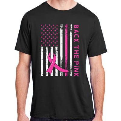 Back The Pink Ribbon Flag Breast Cancer Warrior Adult ChromaSoft Performance T-Shirt