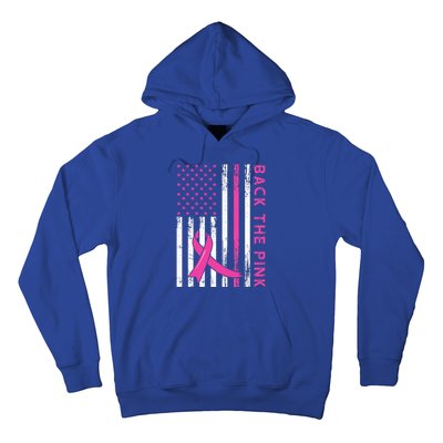 Back The Pink Ribbon Flag Breast Cancer Warrior Hoodie