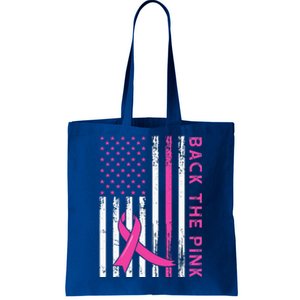 Back The Pink Ribbon Flag Breast Cancer Warrior Tote Bag