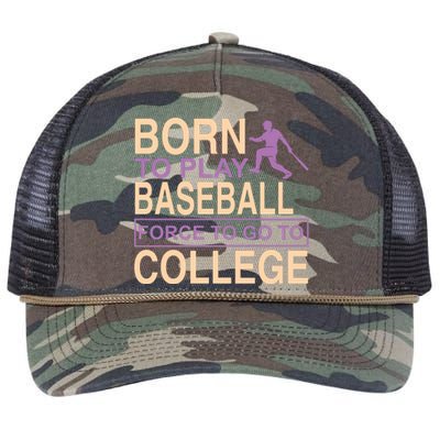 Born To Play Baseball Force To Go To College Retro Rope Trucker Hat Cap