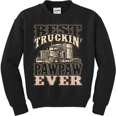 Best Truckin Pawpaw Ever Vinatge Trucker Fathers Day Gift Kids Sweatshirt