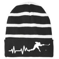 Born To Play Hockey Game Gifts Striped Beanie with Solid Band