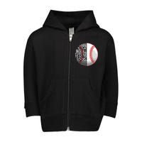 Born To Play Baseball Forced To Go To School Toddler Zip Fleece Hoodie