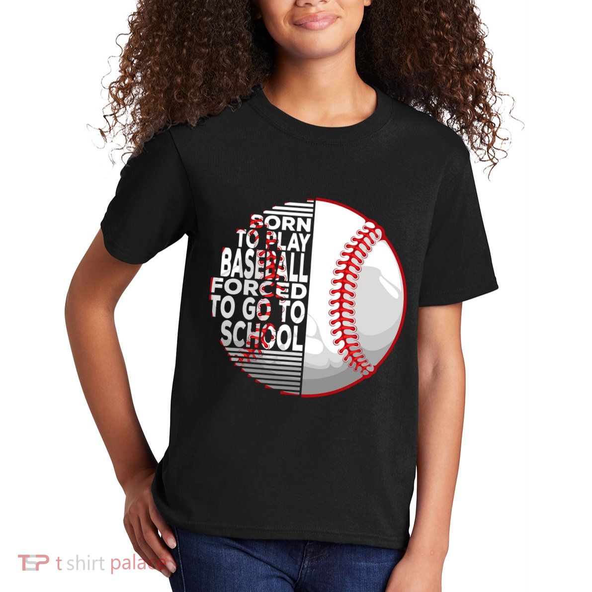 Born To Play Baseball Forced To Go To School Kids T-Shirt