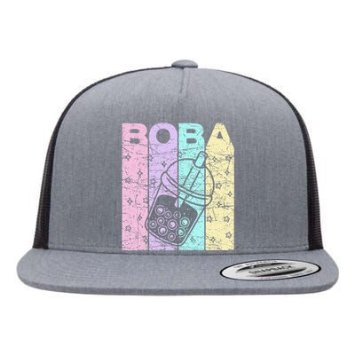 Boba Tea Pastel Bubble Tea Lover Retro Flat Bill Trucker Hat