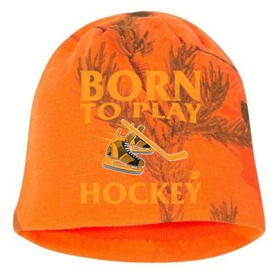 Born To Play Hockey Vintage Ice Hockey Player Gift Great Gift Kati - Camo Knit Beanie