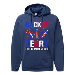 Backup Terry Put It In Reverse Funny 4th Of July Patriotic Meaningful Gift Performance Fleece Hoodie