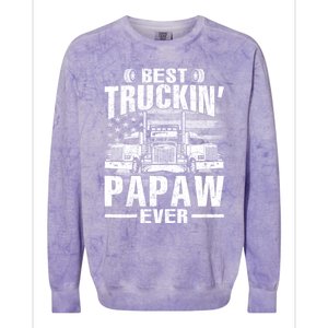 Best Truckin Papaw Ever Usa Flag Colorblast Crewneck Sweatshirt