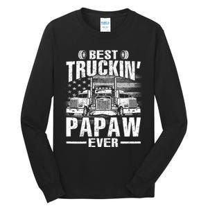 Best Truckin Papaw Ever Usa Flag Tall Long Sleeve T-Shirt