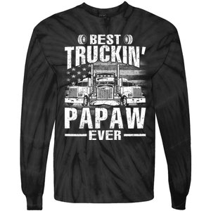 Best Truckin Papaw Ever Usa Flag Tie-Dye Long Sleeve Shirt