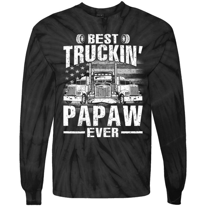 Best Truckin Papaw Ever Usa Flag Tie-Dye Long Sleeve Shirt