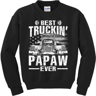 Best Truckin Papaw Ever Usa Flag Kids Sweatshirt