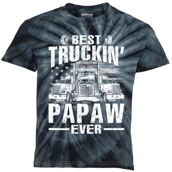 Best Truckin Papaw Ever Usa Flag Kids Tie-Dye T-Shirt