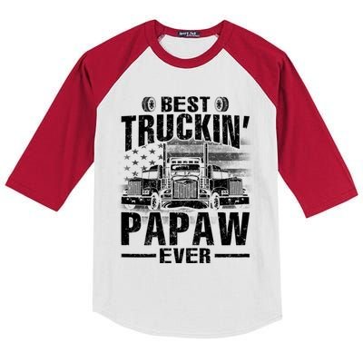 Best Truckin Papaw Ever Usa Flag Kids Colorblock Raglan Jersey