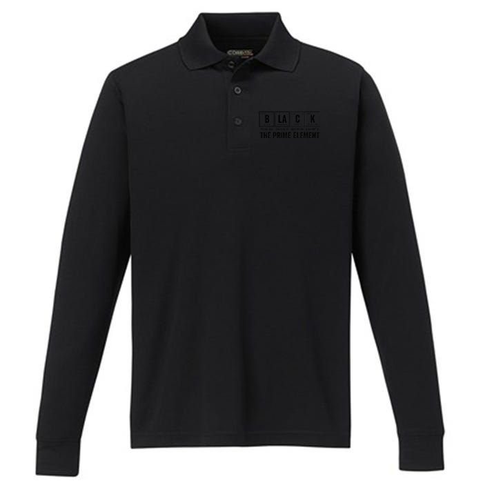 Black the Prime Element Proud Black History Month Melanin Performance Long Sleeve Polo