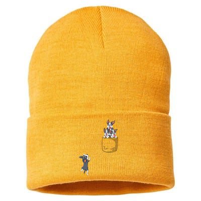 Boston Terrier Pocket Sustainable Knit Beanie