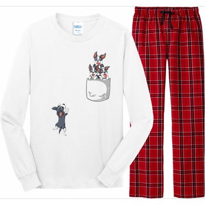 Boston Terrier Pocket Long Sleeve Pajama Set