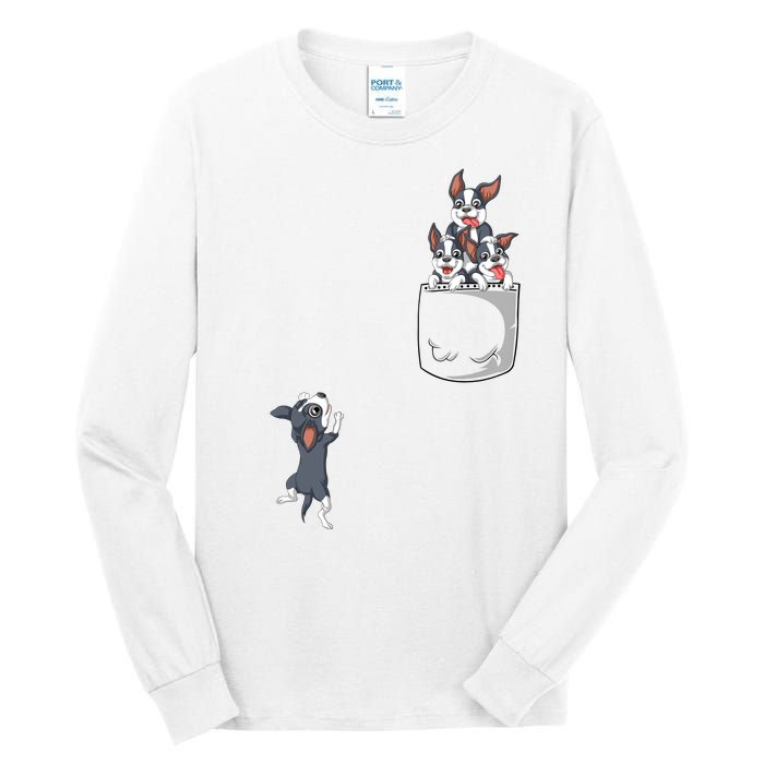 Boston Terrier Pocket Tall Long Sleeve T-Shirt