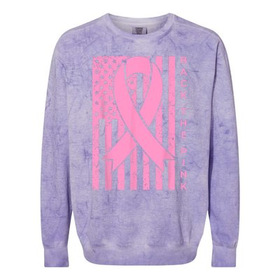 Back The Pink Breast Cancer Awareness Flag Women Men Colorblast Crewneck Sweatshirt