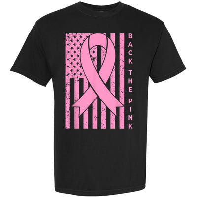 Back The Pink Breast Cancer Awareness Flag Women Men Garment-Dyed Heavyweight T-Shirt