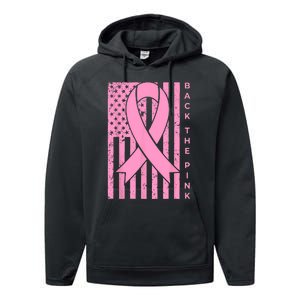 Back The Pink Breast Cancer Awareness Flag Women Men Performance Fleece Hoodie